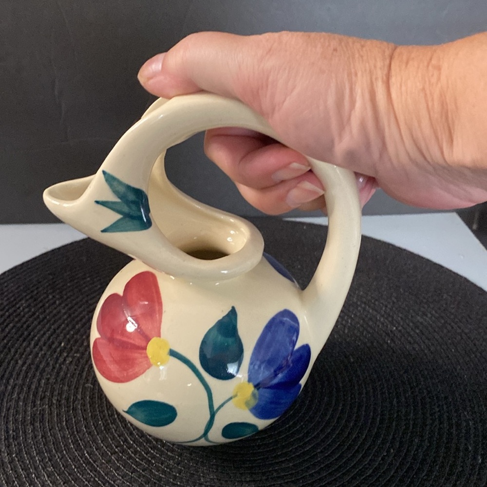 Vintage pottery Hand painted pitcher